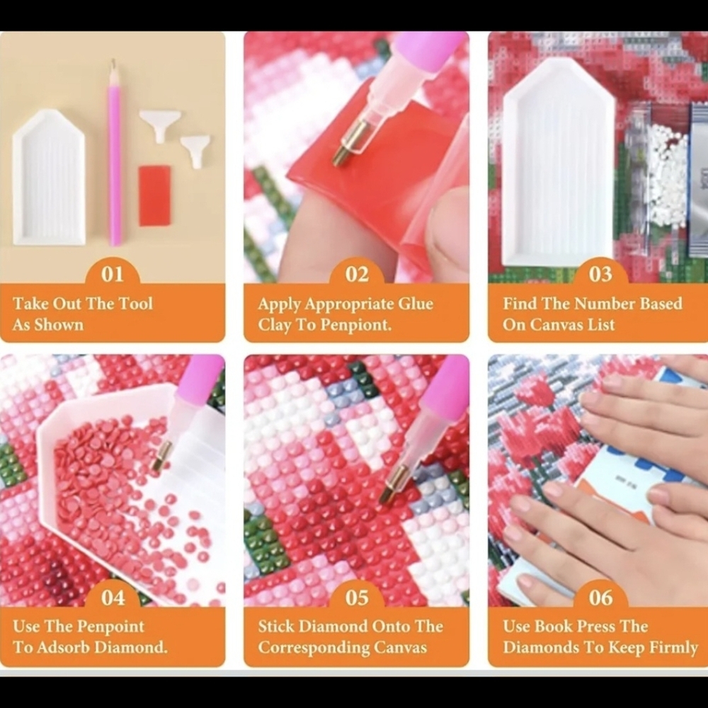 Faith Hope Love Candle Flowers Mason Jars 5D Diamond Painting Kit New - Picture 6 of 7
